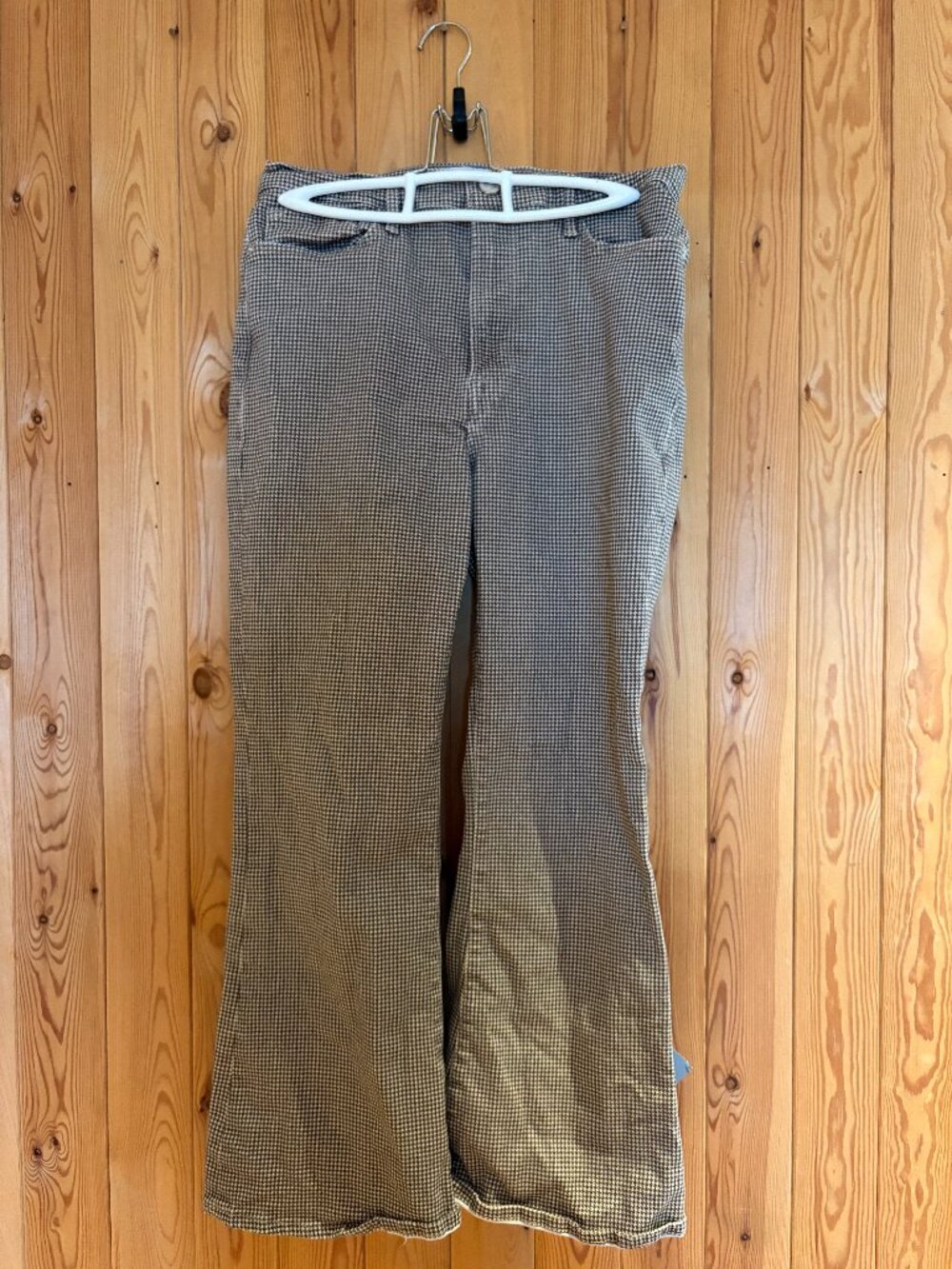 Brown and Navy Frame Herringbone Flare Pants